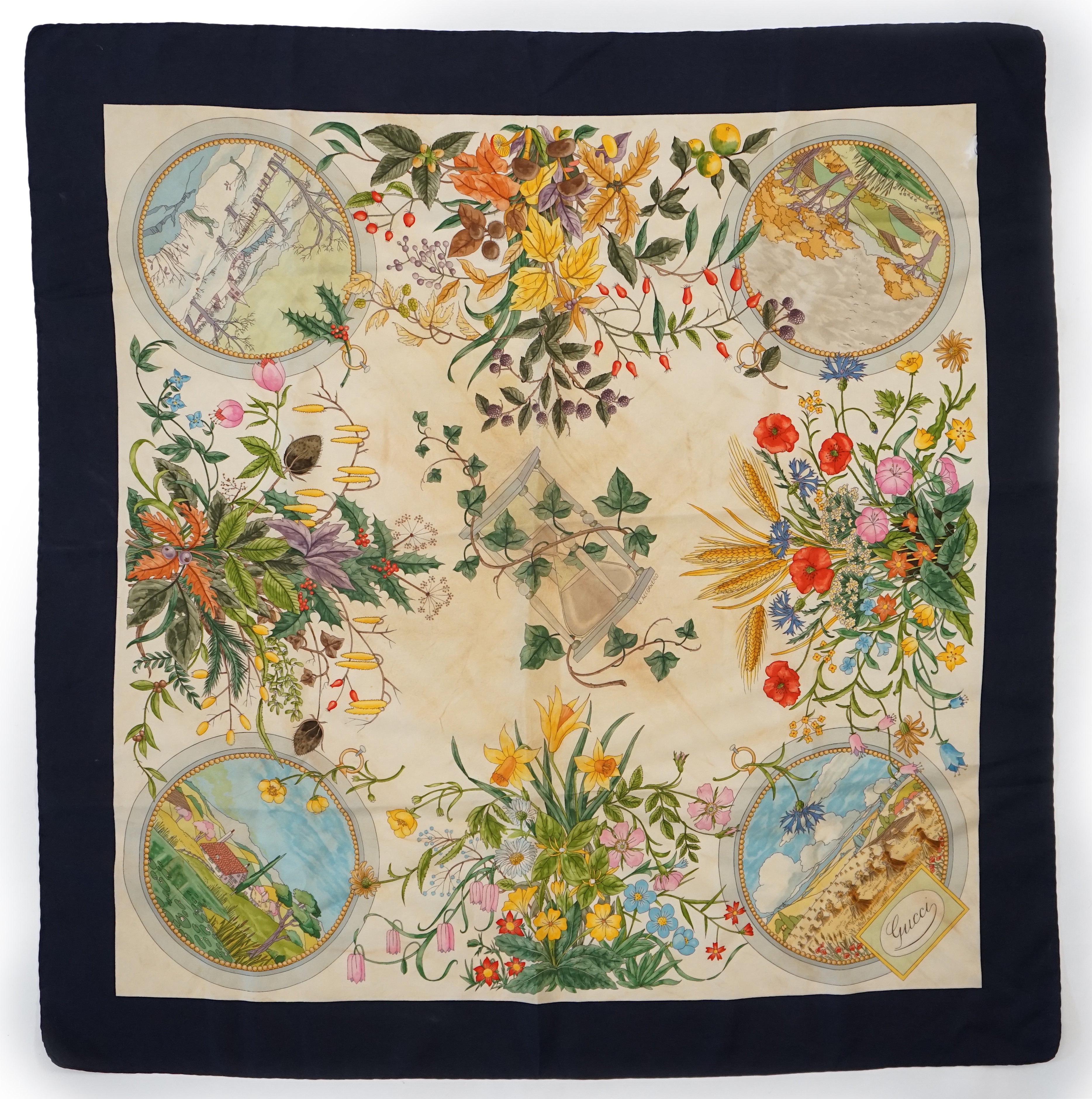 A Gucci Vittorio Accornero silk scarf, 84cm x 86cm